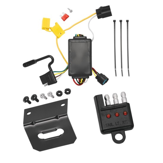 Trailer Wiring and Bracket w/ Light Tester For 07-12 Hyundai Santa Fe w/Factory Tow Package Plug & Play 4-Flat Harness