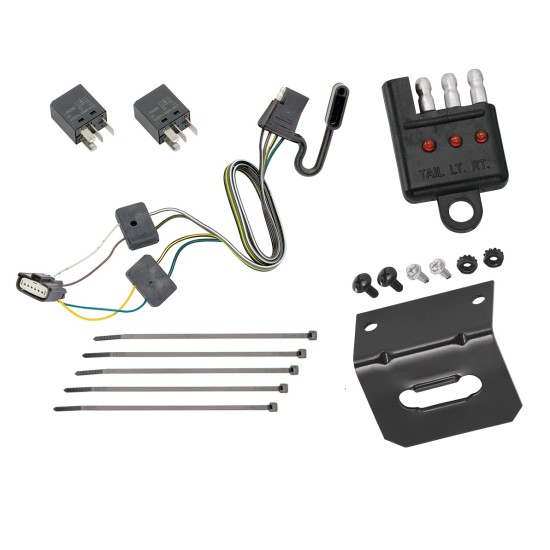 Trailer Wiring and Bracket and Light Tester For 18-24 Chevy Equinox 18-24 GMC Terrain w/ Tow Prep Package 4-Flat Harness Plug Play