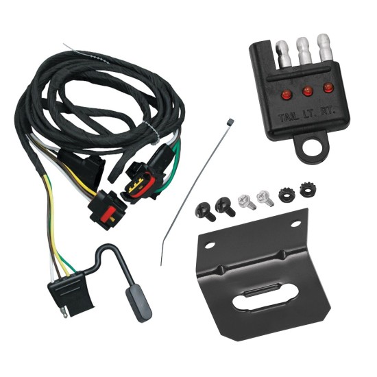 Trailer Wiring and Bracket and Light Tester For 91-95 Chrysler Town Country Dodge Caravan Grand Caravan Plymouth Grand Voyager 03-10 Dakota 06-09 Mitsubishi Raider 2011 Ram Dakota 4-Flat Harness Plug Play