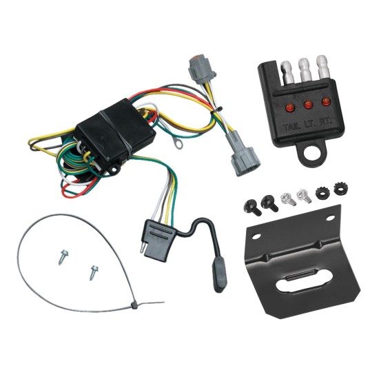 Trailer Wiring and Bracket w/ Light Tester For 98-04 Nissan Frontier 1998 Quest Mercury Villager Plug & Play 4-Flat Harness