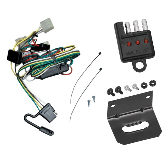 Trailer Wiring and Bracket w/ Light Tester For 95-04 Toyota Tacoma 89-95 Toyota Pickup Except T-100 Plug & Play 4-Flat Harness