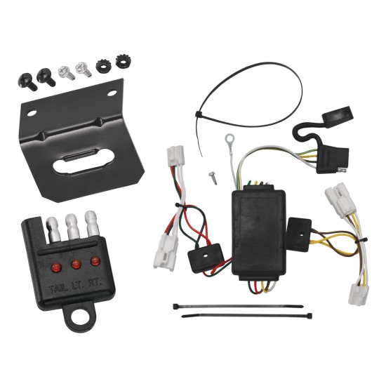 Trailer Wiring and Bracket w/ Light Tester For 07-12 Hyundai Santa Fe 10-13 KIA Forte 4 Dr. Sedan Plug & Play 4-Flat Harness