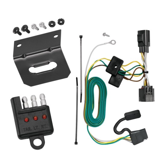 Trailer Wiring and Bracket w/ Light Tester For 07-18 Jeep Wrangler Plug & Play 4-Flat Harness