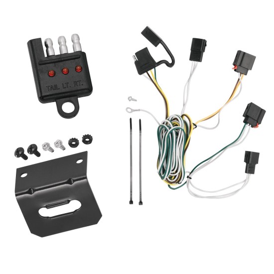 Trailer Wiring and Bracket and Light Tester For 07-13 Jeep Grand Cherokee All Styles 4-Flat Harness Plug Play