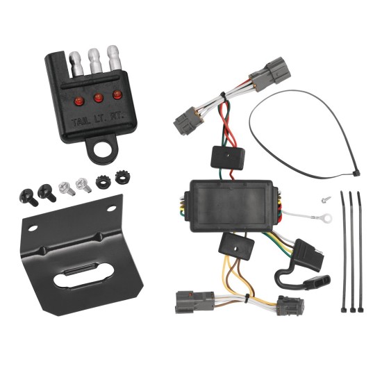 Trailer Wiring and Bracket w/ Light Tester For 07-12 KIA Rondo 10-19 Soul without LED Taillights Plug & Play 4-Flat Harness