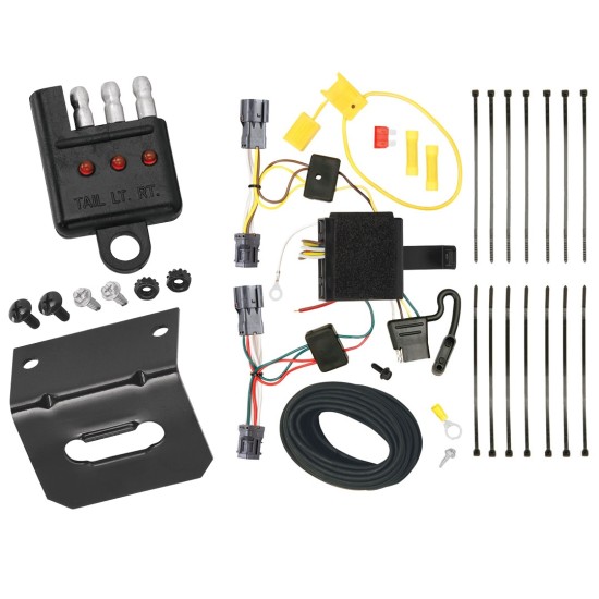 Trailer Wiring and Bracket w/ Light Tester For 11-13 KIA Sorento Base I4, EX I4, EX V6, LX I4, LX V6 Plug & Play 4-Flat Harness
