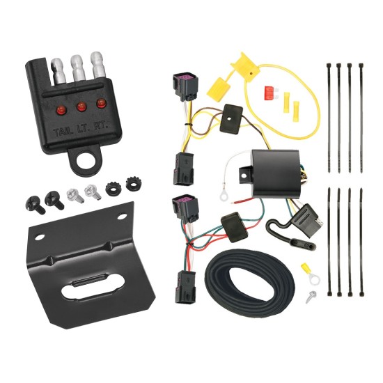 Trailer Wiring and Bracket w/ Light Tester For 11-15 Chevy Cruze 16-18 Limited (Old Body Style) Plug & Play 4-Flat Harness