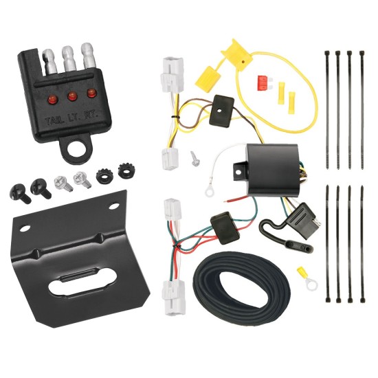 Trailer Wiring and Bracket w/ Light Tester For 07-11 Toyota Yaris 4 Dr. Sedan Plug & Play 4-Flat Harness