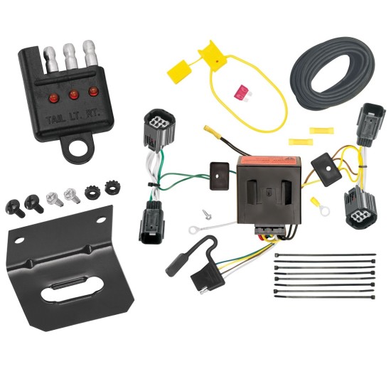 Trailer Wiring and Bracket w/ Light Tester For 11-20 Dodge Grand Caravan 11-16 Chrysler Town & Country 21-23 Grand Caravan 12-15 RAM C/V Tradesman Plug & Play 4-Flat Harness