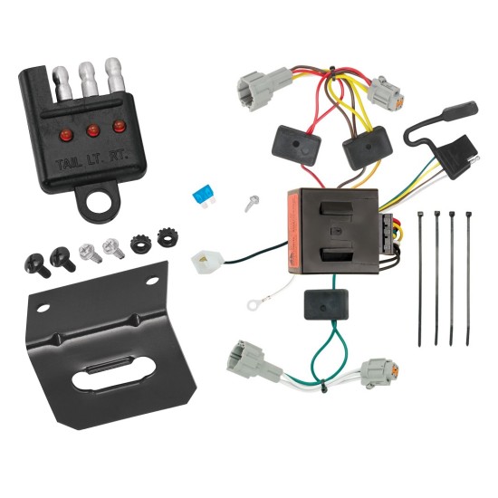 Trailer Wiring and Bracket w/ Light Tester For 11-17 Nissan Quest Plug & Play 4-Flat Harness