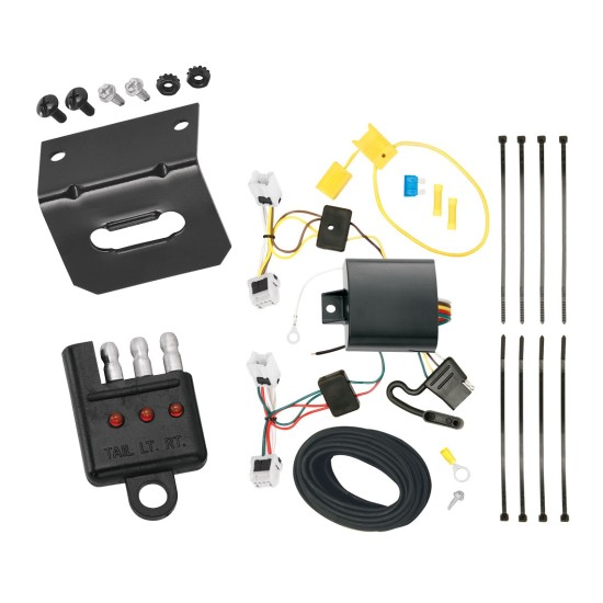 Trailer Wiring and Bracket w/ Light Tester For 13-21 Nissan NV200 15-18 Chevy City Express Plug & Play 4-Flat Harness