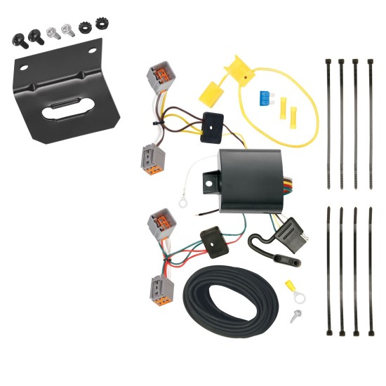 Trailer Wiring and Bracket For 14-23 Ford Transit Connect Plug & Play 4-Flat Harness