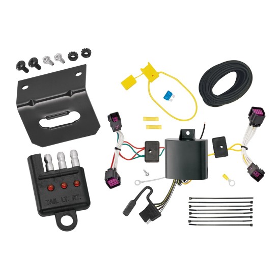 Trailer Wiring and Bracket w/ Light Tester For 16-22 Chevrolet Spark All Styles Plug & Play 4-Flat Harness