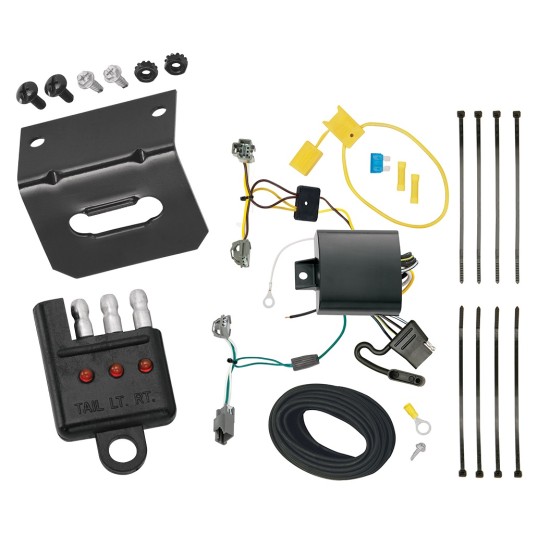 Trailer Wiring and Bracket w/ Light Tester For 16-19 Chevrolet Cruze (New Body Style) 4-Flat Harness Plug Play