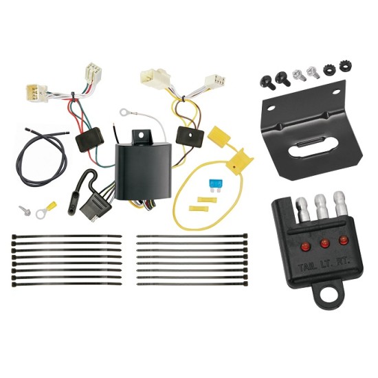 Trailer Wiring and Bracket w/ Light Tester For 15-16 Hyundai Genesis 17-23 Genesis G80 4-Flat Harness Plug Play