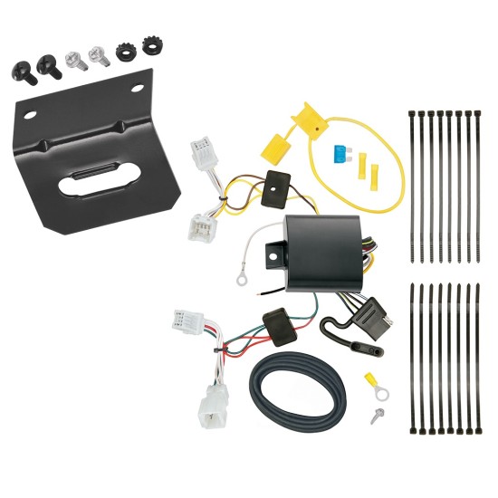 Trailer Wiring and Bracket For 17 KIA Niro 18 Exc Plug-In-Hybrid 19-24 Exc Plug-In-Hybrid and EV Plug & Play 4-Flat Harness