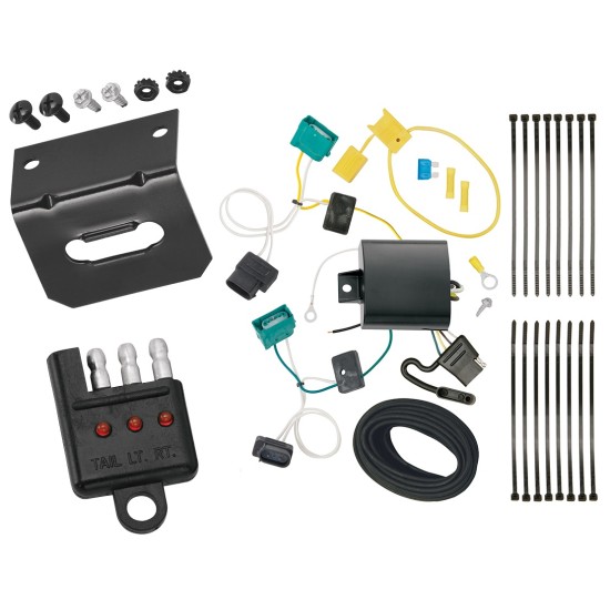 Trailer Wiring and Bracket w/ Light Tester For 18-21 Chevy Equinox except Premier 4-Flat Harness Plug Play