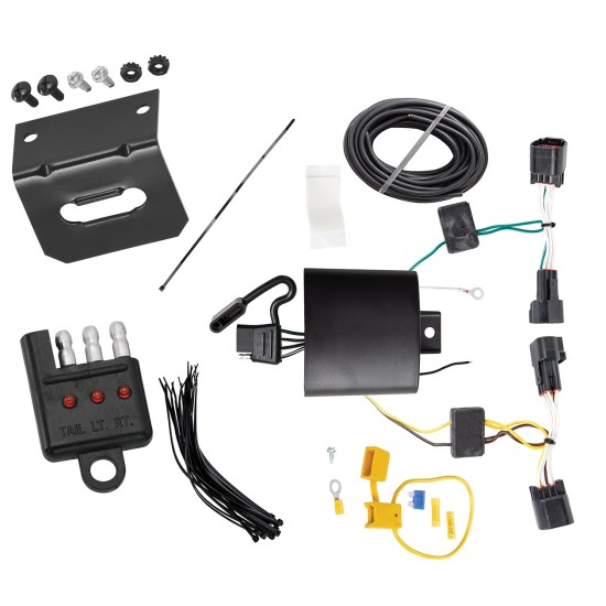 Trailer Wiring and Bracket w/ Light Tester For 17-24 Jaguar F-Pace 18-22 Land Rover Range Rover Velar Plug & Play 4-Flat Harness