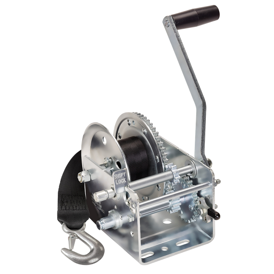 Fulton Trailer Winch Two-Speed 2600 lbs Capacity 20 ft Strap Clear Zinc Finish