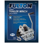 Fulton Trailer Winch Two-Speed 2600 lbs Capacity 20 ft Strap Clear Zinc Finish