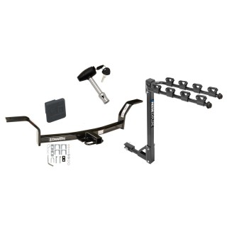 Trailer Tow Hitch w/ 4 Bike Rack For 92-00 Honda Civic 97-01 Acura EL tilt away adult or child arms fold down carrier w/ Lock and Cover