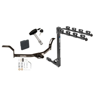 Trailer Tow Hitch w/ 4 Bike Rack For 01-05 Honda Civic tilt away adult or child arms fold down carrier w/ Lock and Cover