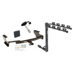 Trailer Tow Hitch w/ 4 Bike Rack For 03-07 Saturn Ion Except Redline and w/2.4 Liter Engine tilt away adult or child arms fold down carrier w/ Lock and Cover