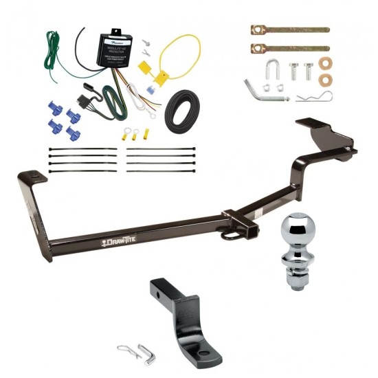 Trailer Tow Hitch For 12-15 Honda Civic Hybrid Complete Package w/ Wiring Draw Bar and 1-7/8" Ball