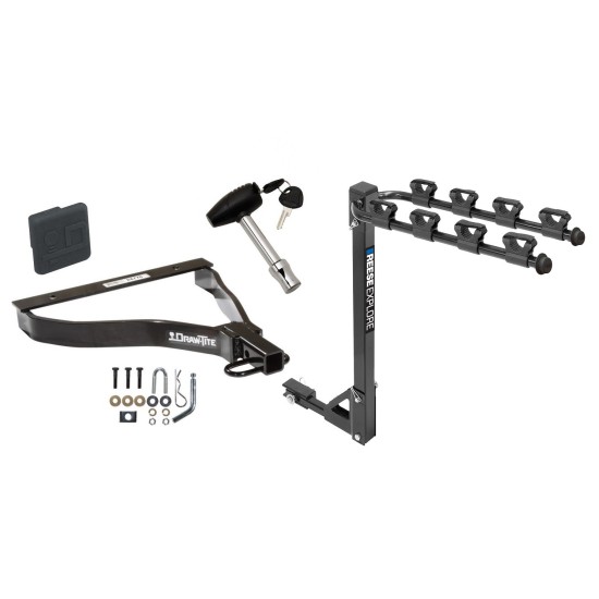 Trailer Tow Hitch w/ 4 Bike Rack For 07-08 Honda Fit tilt away adult or child arms fold down carrier w/ Lock and Cover