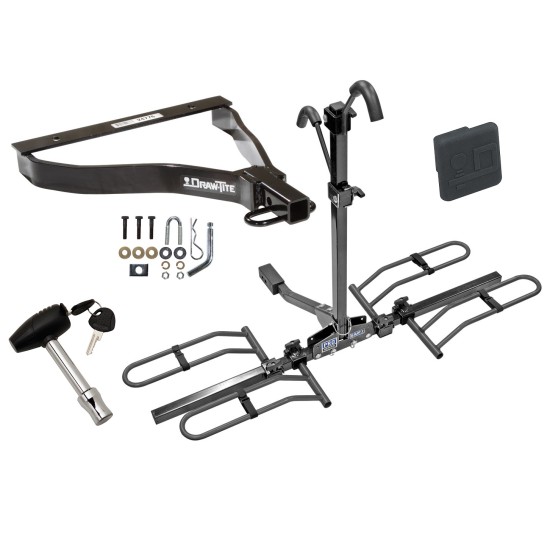 Trailer Tow Hitch For 07-08 Honda Fit Platform Style 2 Bike Rack w/ Hitch Lock and Cover