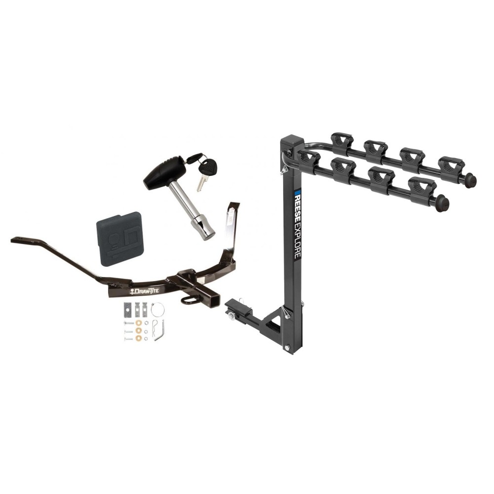 Trailer Tow Hitch w/ 4 Bike Rack For 03-07 Honda Accord tilt away adult or child arms fold down carrier w/ Lock and Cover