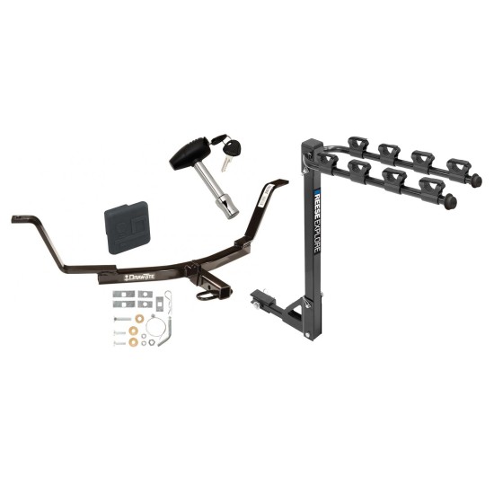 Trailer Tow Hitch w/ 4 Bike Rack For 07-11 Honda CR-V tilt away adult or child arms fold down carrier w/ Lock and Cover