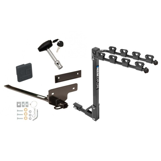 Trailer Tow Hitch w/ 4 Bike Rack For 07-12 Nissan Sentra tilt away adult or child arms fold down carrier w/ Lock and Cover