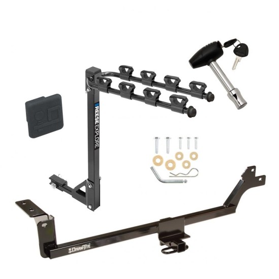 Trailer Tow Hitch w/ 4 Bike Rack For  07-12 KIA Rondo tilt away adult or child arms fold down carrier w/ Lock and Cover