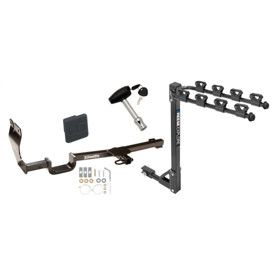 Trailer Tow Hitch w/ 4 Bike Rack For 07-12 Nissan Versa tilt away adult or child arms fold down carrier w/ Lock and Cover