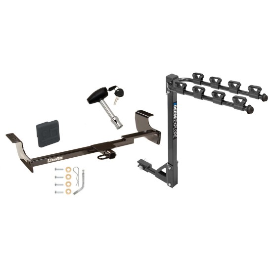 Trailer Tow Hitch w/ 4 Bike Rack For 04-09 Toyota Prius tilt away adult or child arms fold down carrier w/ Lock and Cover