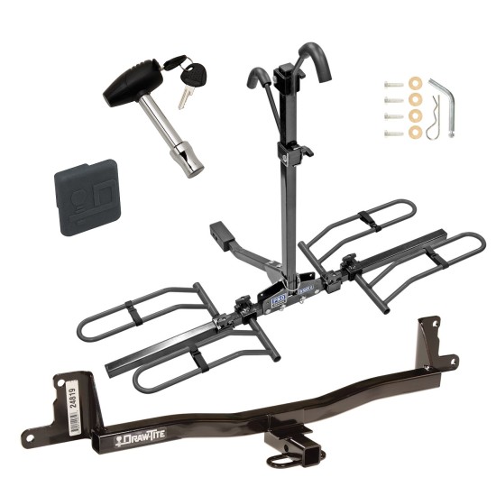 Trailer Tow Hitch For 07-11 Toyota Yaris Platform Style 2 Bike Rack w/ Hitch Lock and Cover