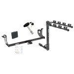 Trailer Tow Hitch w/ 4 Bike Rack For 10-14 Volkswagen Golf 06-09 GTI Rabbit tilt away adult or child arms fold down carrier w/ Lock and Cover