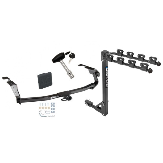 Trailer Tow Hitch w/ 4 Bike Rack For 09-13 Honda Fit tilt away adult or child arms fold down carrier w/ Lock and Cover