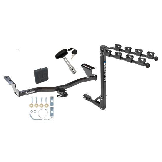 Trailer Tow Hitch w/ 4 Bike Rack For 05-10 Scion tC tilt away adult or child arms fold down carrier w/ Lock and Cover