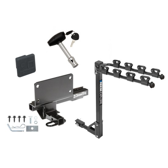 Trailer Tow Hitch w/ 4 Bike Rack For 07-08 Infiniti G35 09-13 G37 4 Dr. Sedan tilt away adult or child arms fold down carrier w/ Lock and Cover