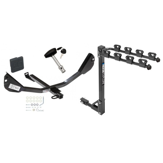 Trailer Tow Hitch w/ 4 Bike Rack For 10-15 Chevy Camaro Except Convertible and Ground Effects tilt away adult or child arms fold down carrier w/ Lock and Cover