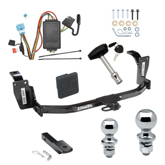 Trailer Tow Hitch For 10-12 Honda Accord Crosstour Deluxe Package Wiring 2" and 1-7/8" Ball and Lock