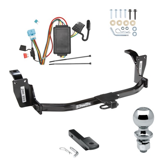 Trailer Tow Hitch For 10-12 Honda Accord Crosstour Complete Package w/ Wiring Draw Bar and 1-7/8" Ball