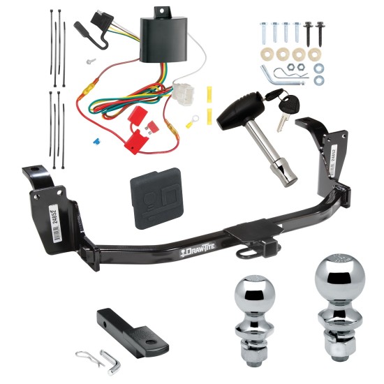 Trailer Tow Hitch For 13-15 Honda Crosstour Deluxe Package Wiring 2" and 1-7/8" Ball and Lock