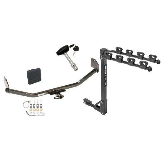 Trailer Tow Hitch w/ 4 Bike Rack For 11-14 Ford Mustang tilt away adult or child arms fold down carrier w/ Lock and Cover