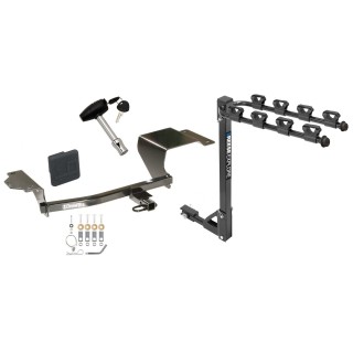 Trailer Tow Hitch w/ 4 Bike Rack For 11-14 Mazda 2 tilt away adult or child arms fold down carrier w/ Lock and Cover