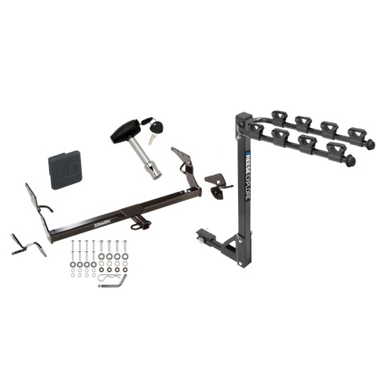 Trailer Tow Hitch w/ 4 Bike Rack For 05-12 Toyota Avalon tilt away adult or child arms fold down carrier w/ Lock and Cover