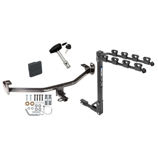 Trailer Tow Hitch w/ 4 Bike Rack For 12-18 Ford Focus tilt away adult or child arms fold down carrier w/ Lock and Cover