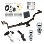 Trailer Tow Hitch For 12-17 Hyundai Accent 4 Dr. Sedan Deluxe Package Wiring 2" and 1-7/8" Ball and Lock